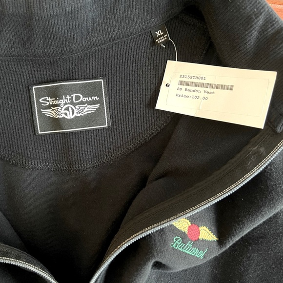 NWT Men’s Straight Down 3/4 Zip "Baltusrol" Black Cotton Golf Vest, size XL - Picture 4 of 8